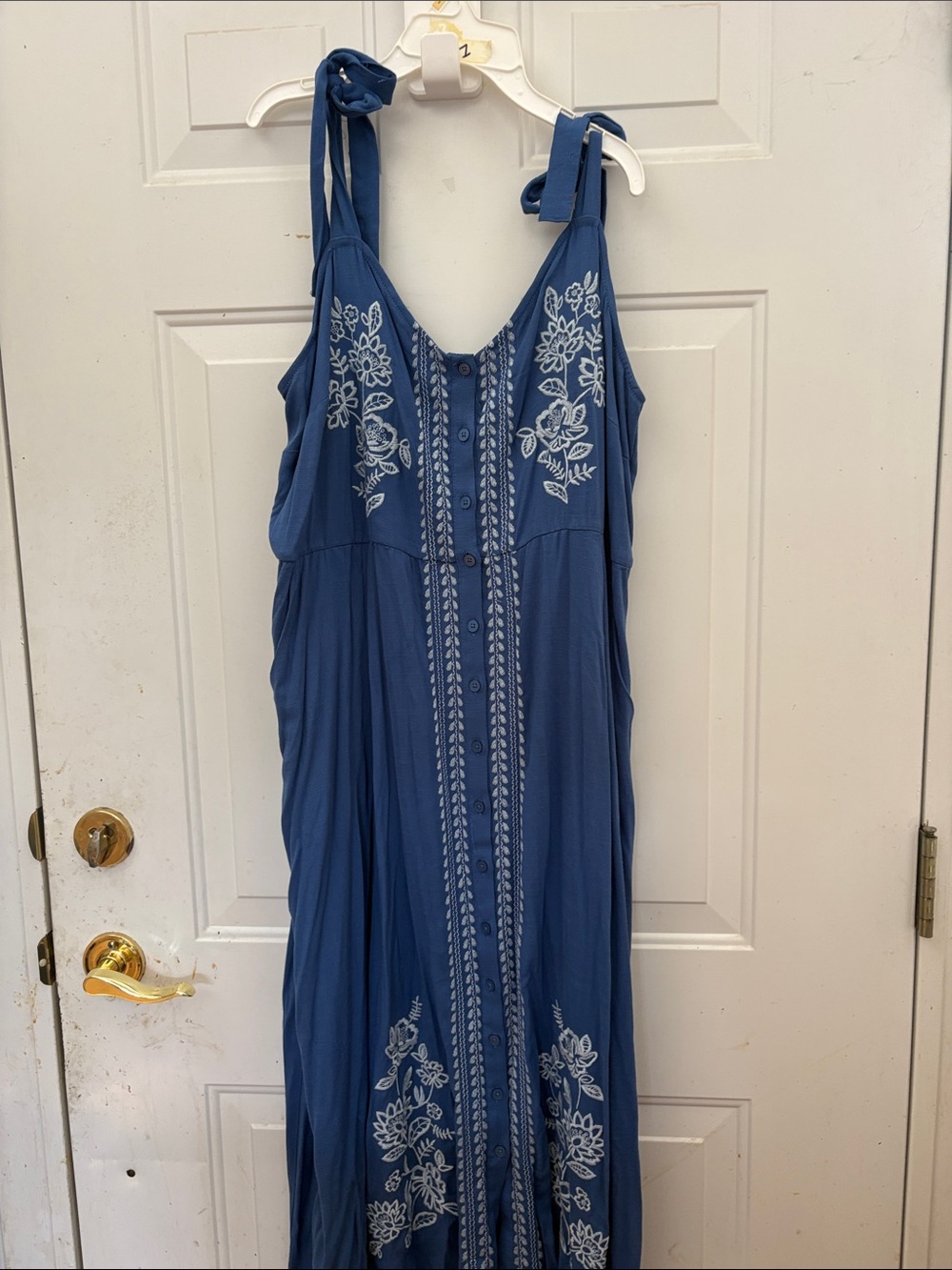 Belle Isle by Torrid Blue Embroidered Tie-Shoulder Summer Dress